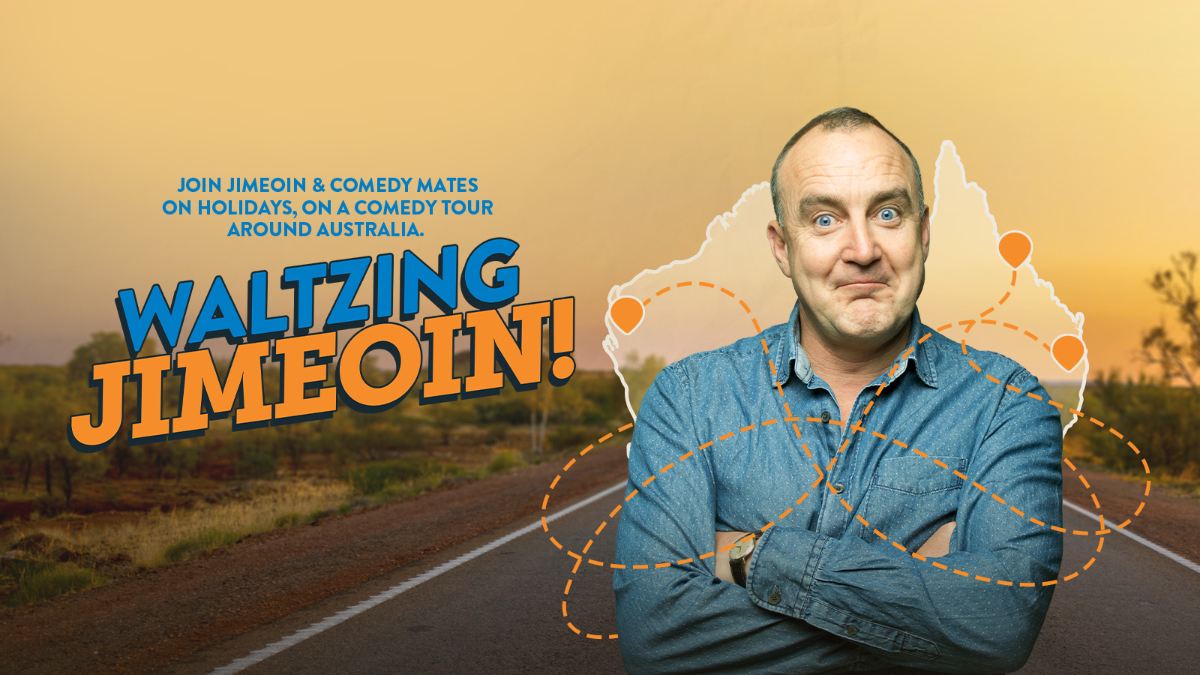 Jimeoin wants to do a comedy tour like no other. With comedian mates, celebrity friends and maybe even his family, Jimeoin will travel around Australia doing standup wherever the tour takes him.